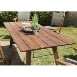Table de jardin 6/8 personnes rectangulaire pliante 220x90 cm en bois Acacia