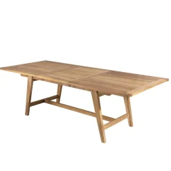 Table de jardin 8/10 personnes - rectangulaire scandi extensible 180/240x100 cm en bois Teck