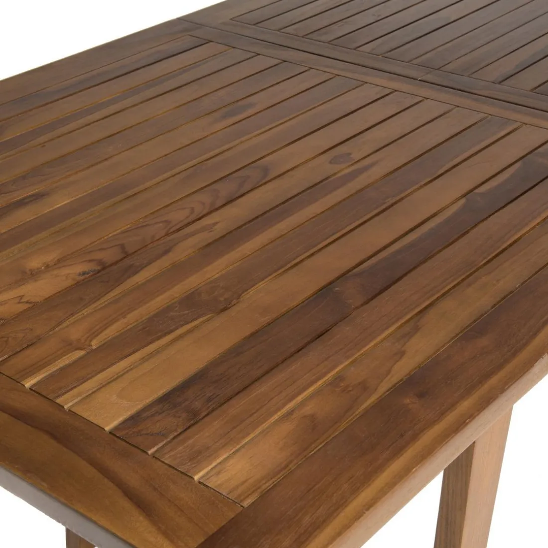 Table de jardin HANNA 8/10 personnes - rectangulaire scandi extensible 180/240x100cm en bois teck huilé