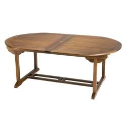 Table de jardin HANNA 10/12 personnes - ovale double extension 200/300 x 120 cm en bois teck huilé