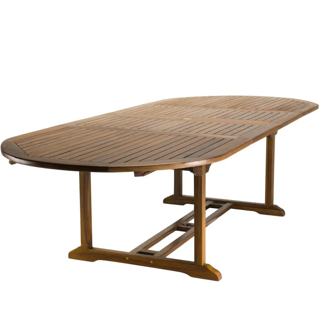 Table de jardin HANNA 10/12 personnes - ovale double extension 200/300 x 120 cm en bois teck huilé