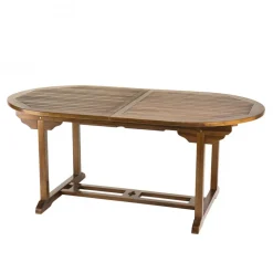 Table de jardin HANNA 8/10 personnes - Table ovale extensible 180/240 x 100 cm en bois teck huilé