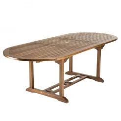 Table de jardin HANNA 8/10 personnes - Table ovale extensible 180/240 x 100 cm en bois teck huilé