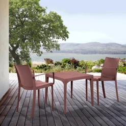 Table De Jardin Rouge orangé / Brun Rosé Effet Bois Spirit Garden IRIS