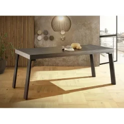 Table de repas gris pieds en metal