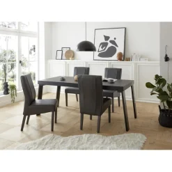 Table de repas gris pieds en metal