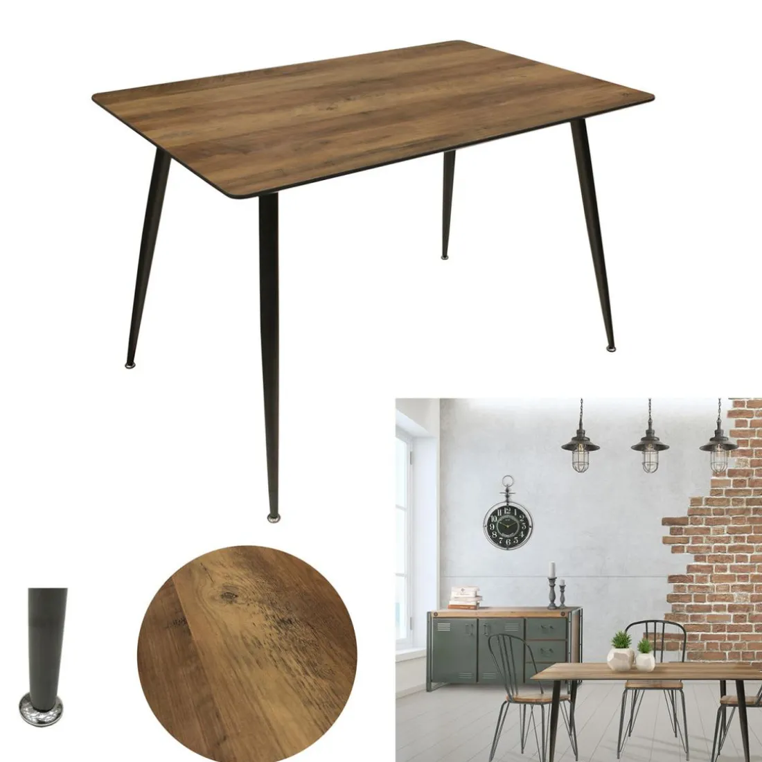 Table de Repas Imitation Bois 115X75X75cm