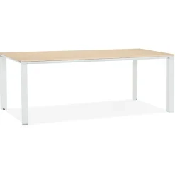 Table de réunion / à manger design 'XLINE' en bois finition naturelle et structure blanche