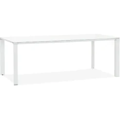 Table de réunion ou à manger design 'XLINE' en verre blanc