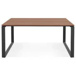 Table de réunion ou bureau bench 'BAKUS SQUARE' en bois finition Noyer et métal noir