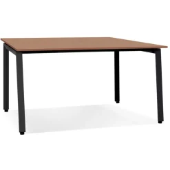 Table de réunion ou bureau bench 'AMADEUS SQUARE' en bois finition Noyer et métal noir