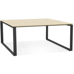 Table de réunion ou bureau bench 'BAKUS SQUARE' en bois naturelle et métal noir