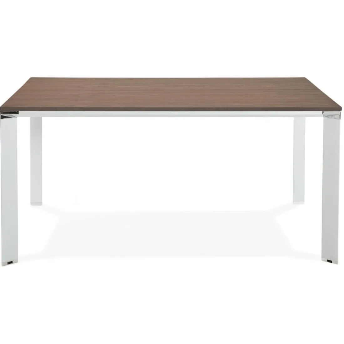 Table de réunion ou bureau bench 'XLINE SQUARE' en bois finition Noyer et métal blanc