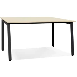Table de réunion ou bureau bench 'AMADEUS SQUARE' en bois finition naturelle et métal noir