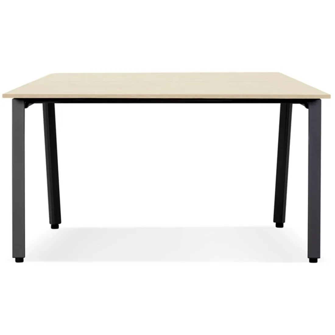 Table de réunion ou bureau bench 'AMADEUS SQUARE' en bois finition naturelle et métal noir