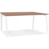 Table de réunion ou bureau bench 'AMADEUS SQUARE' en bois finition Noyer et métal blanc