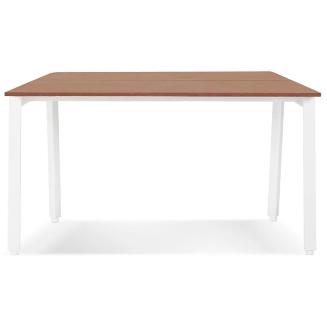 Table de réunion ou bureau bench 'AMADEUS SQUARE' en bois finition Noyer et métal blanc