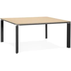 Table de réunion ou bureau bench 'XLINE SQUARE' en bois finition naturelle et métal noir
