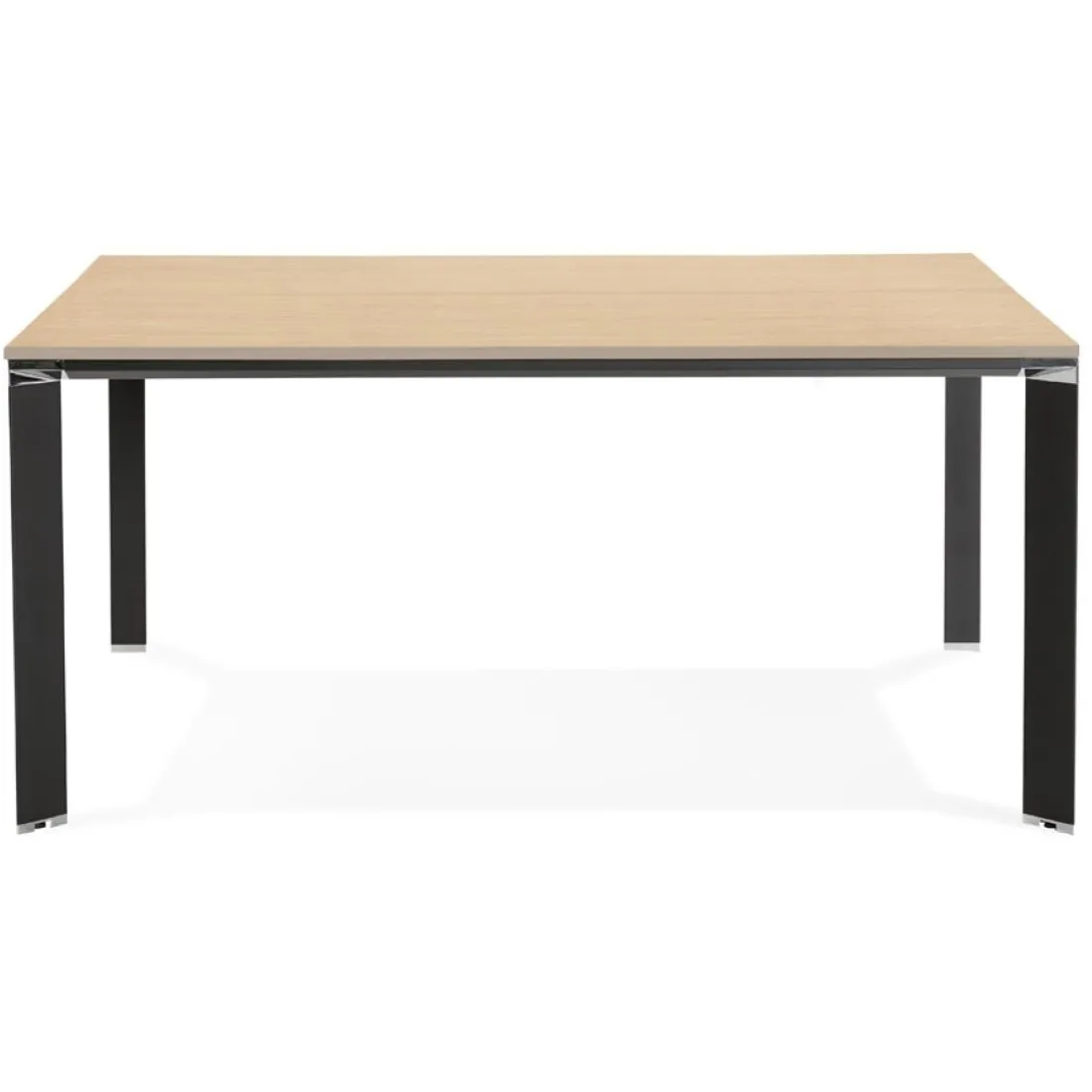 Table de réunion ou bureau bench 'XLINE SQUARE' en bois finition naturelle et métal noir