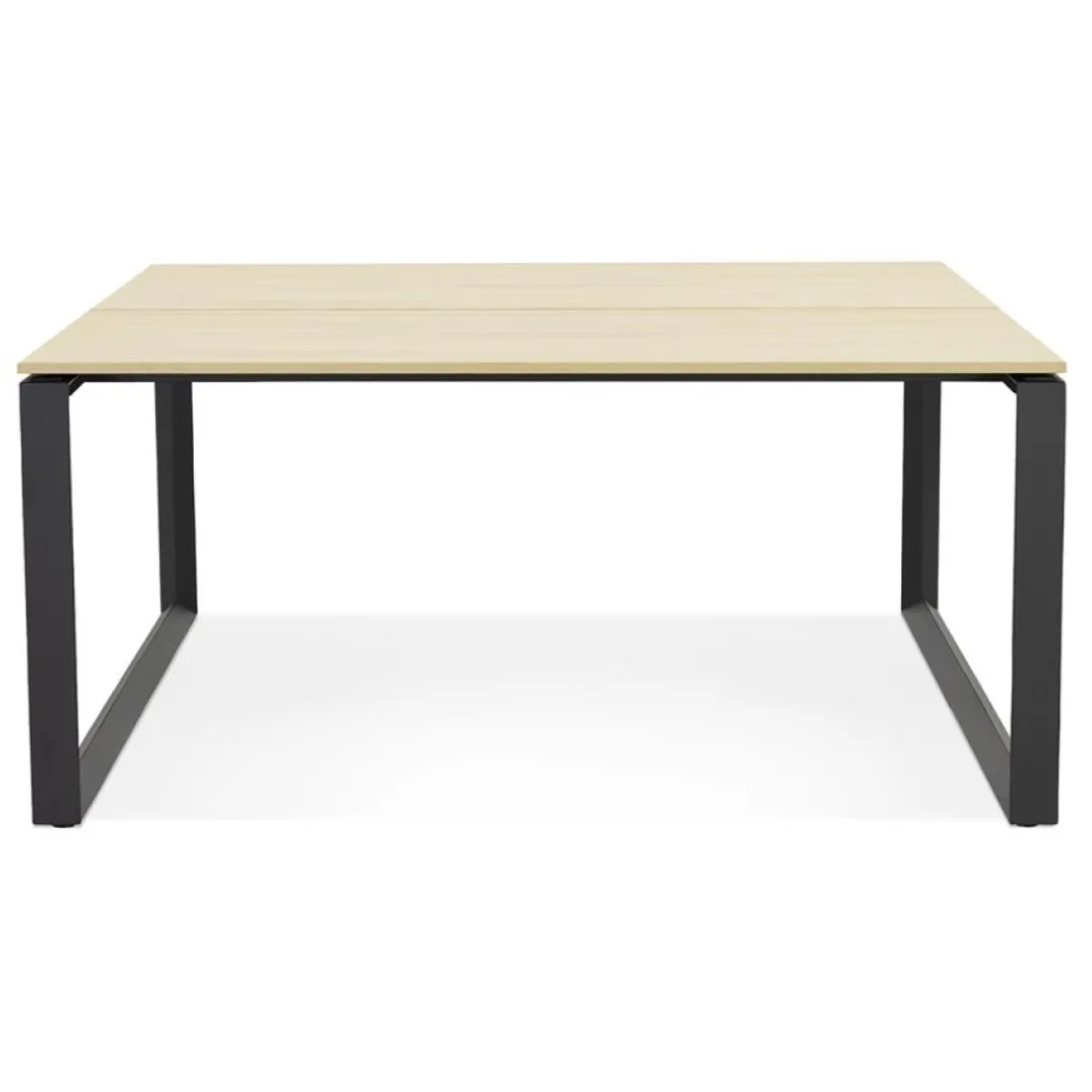 Table de réunion ou bureau bench 'BAKUS SQUARE' en bois finition naturelle et métal noir