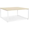 Table de réunion ou bureau bench 'BAKUS SQUARE' en bois finition naturelle et métal blanc