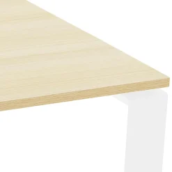 Table de réunion ou bureau bench 'BAKUS SQUARE' en bois finition naturelle et métal blanc