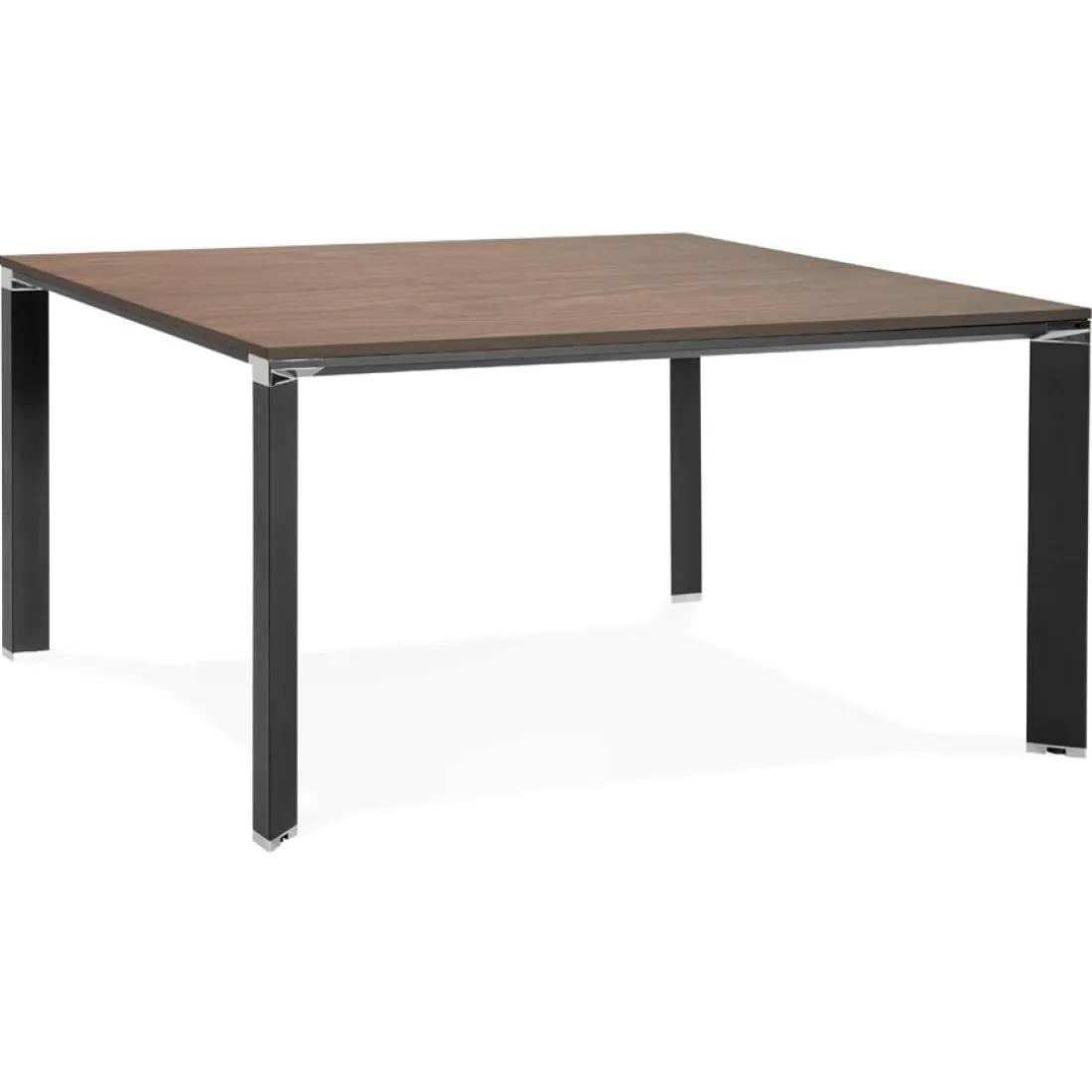 Table de réunion ou bureau bench 'XLINE SQUARE' en bois finition Noyer et métal noir