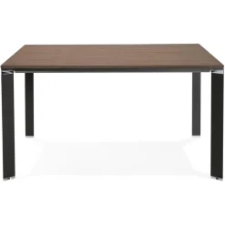 Table de réunion ou bureau bench 'XLINE SQUARE' en bois finition Noyer et métal noir