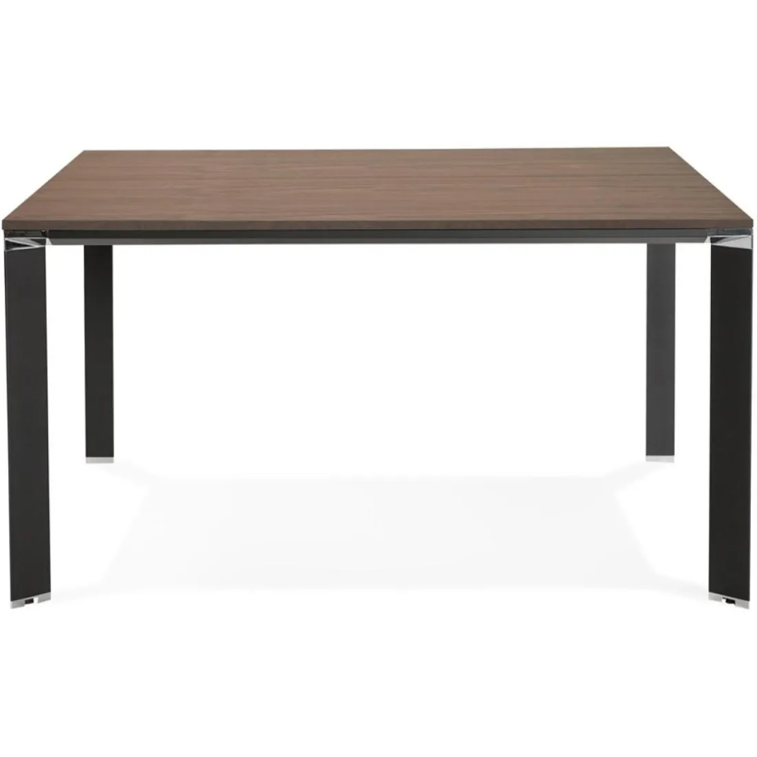 Table de réunion ou bureau bench 'XLINE SQUARE' en bois finition Noyer et métal noir