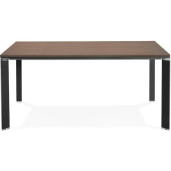 Table de réunion ou bureau bench en bois finition Noyer et métal noir