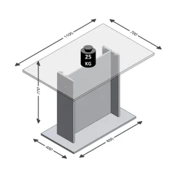 Table de salle à manger BANDOL 3 gris béton