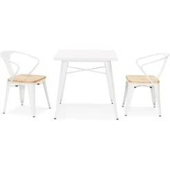 Table De Salle à Manger Blanche Design COLOC Style Industriel