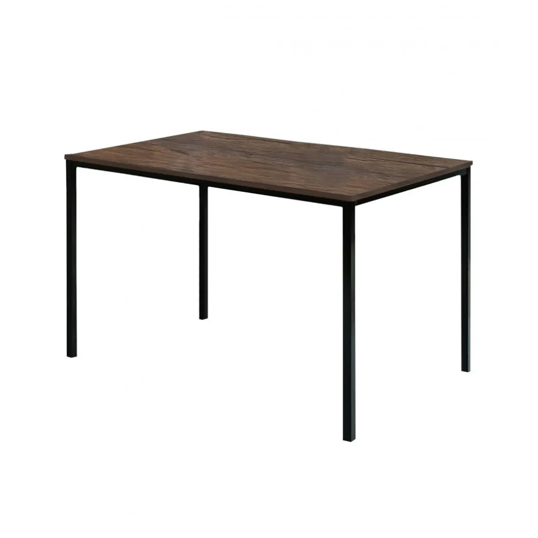 Table de salle à manger en métal noir et en bois finition Marron