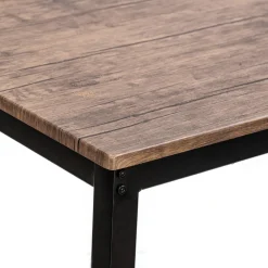 Table de salle à manger en métal noir et en bois Gris