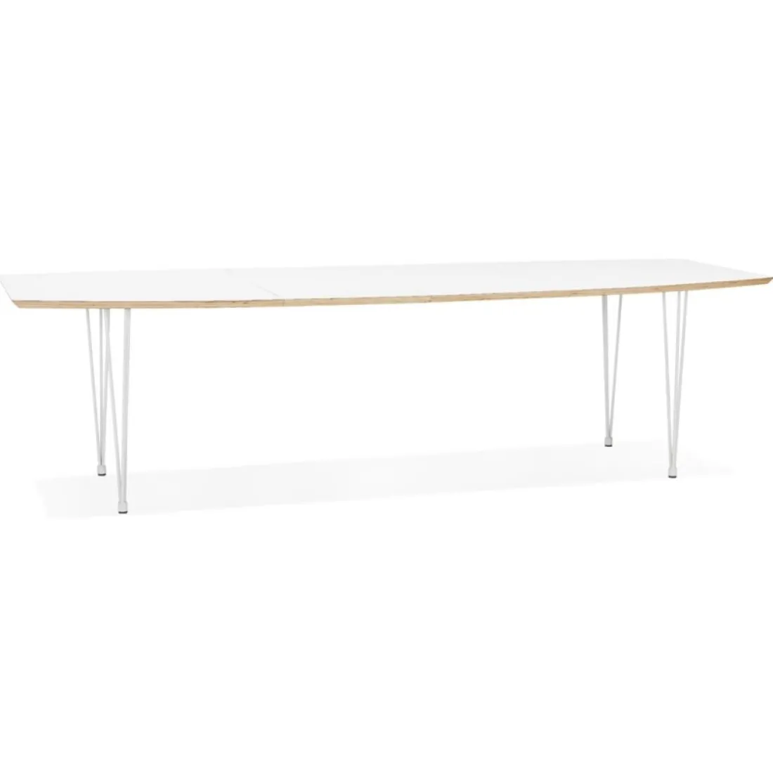 Table de salle à manger extensible 'TADAM' blanche avec pieds en métal blanc