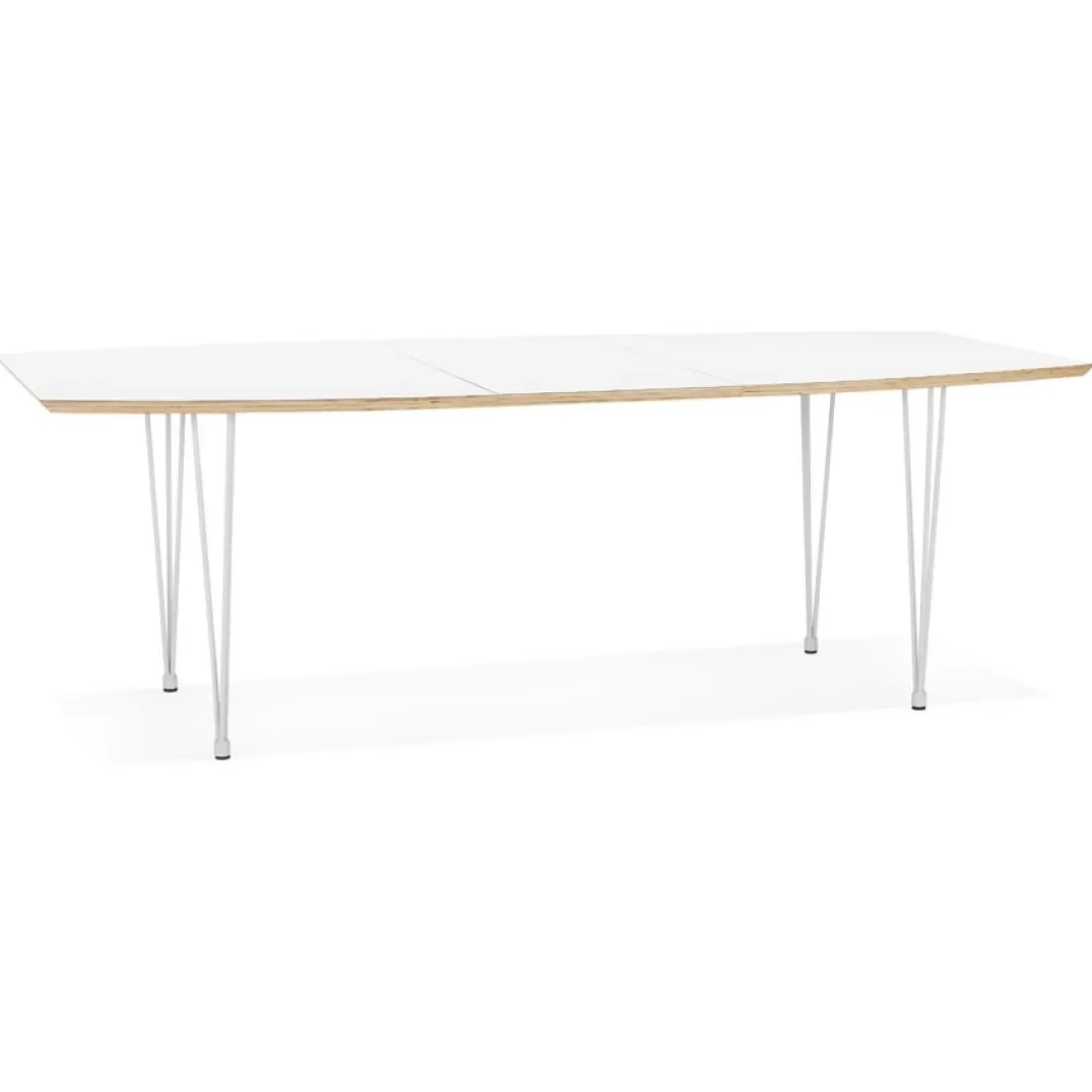 Table de salle à manger extensible 'TADAM' blanche avec pieds en métal blanc