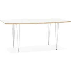 Table de salle à manger extensible 'TADAM' blanche avec pieds en métal blanc