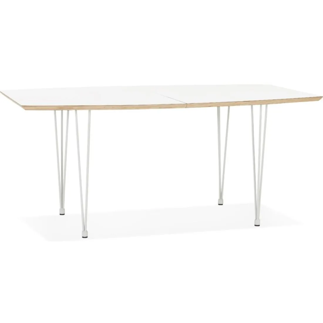 Table de salle à manger extensible 'TADAM' blanche avec pieds en métal blanc
