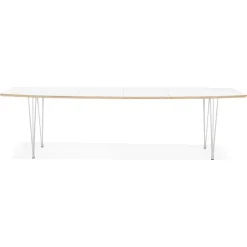 Table de salle à manger extensible 'TADAM' blanche avec pieds en métal blanc