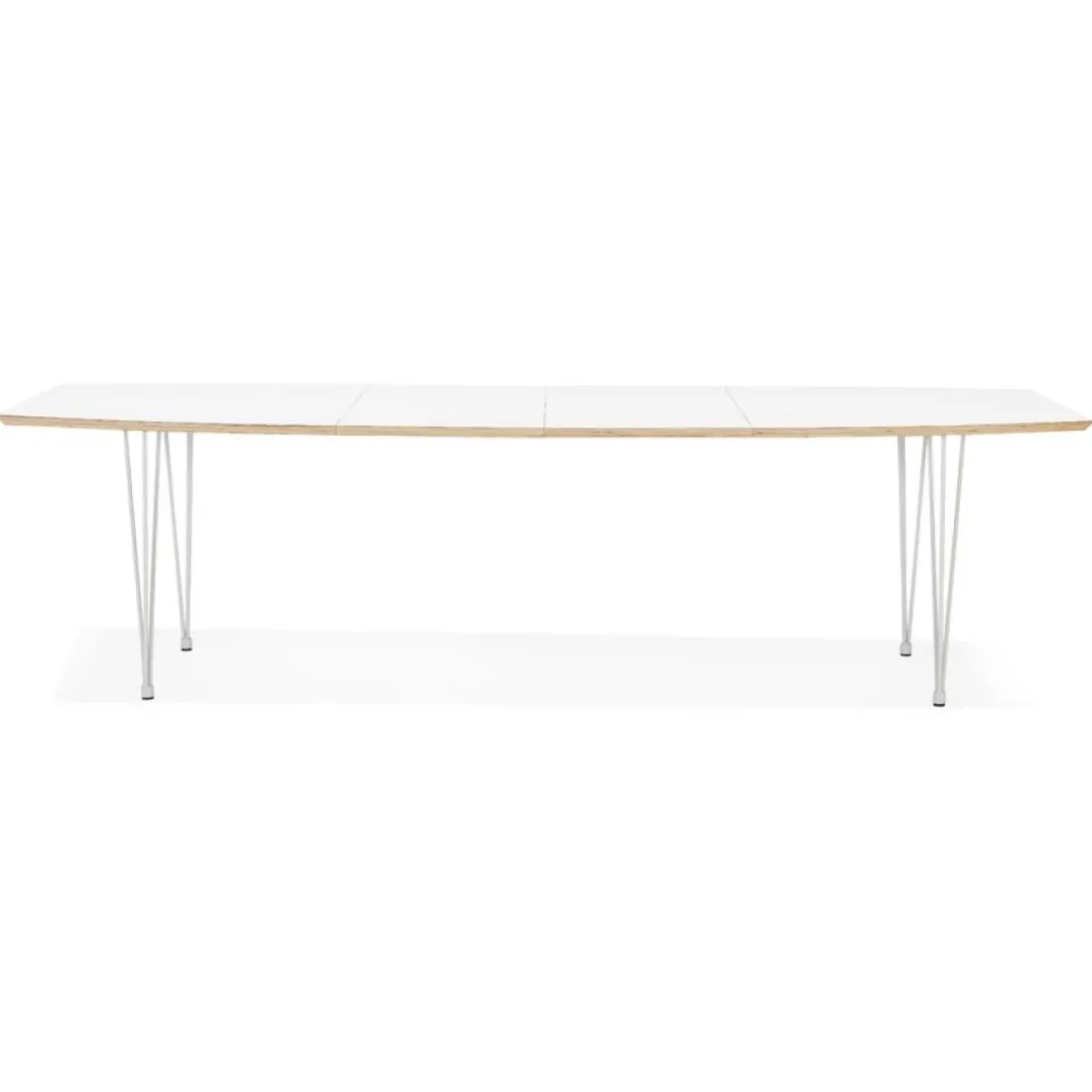 Table de salle à manger extensible 'TADAM' blanche avec pieds en métal blanc