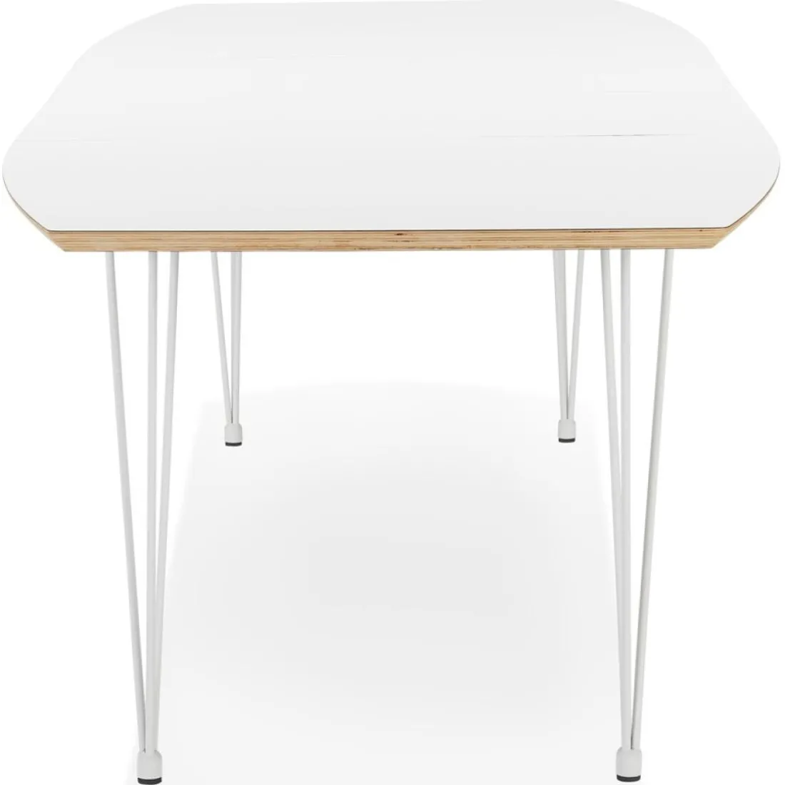 Table de salle à manger extensible 'TADAM' blanche avec pieds en métal blanc