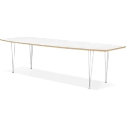 Table de salle à manger extensible 'TADAM' blanche avec pieds en métal blanc