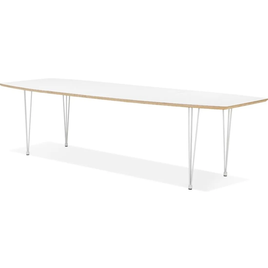 Table de salle à manger extensible 'TADAM' blanche avec pieds en métal blanc