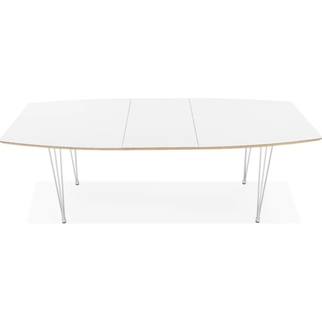 Table de salle à manger extensible 'TADAM' blanche avec pieds en métal blanc
