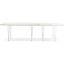 Table de salle à manger extensible 'TADAM' blanche avec pieds en métal blanc