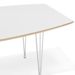 Table de salle à manger extensible 'TADAM' blanche avec pieds en métal blanc