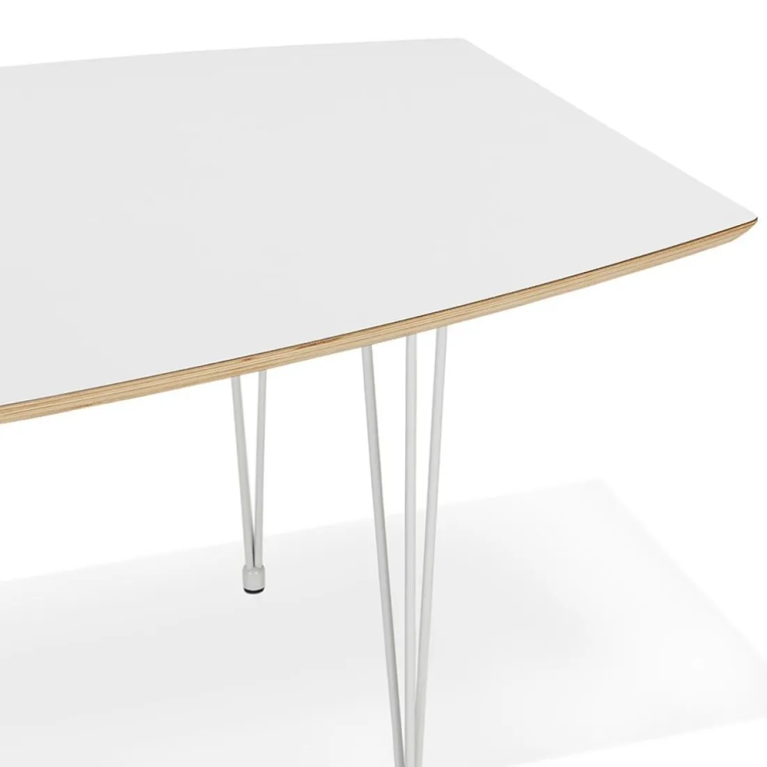 Table de salle à manger extensible 'TADAM' blanche avec pieds en métal blanc