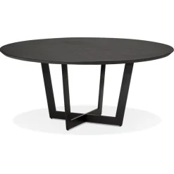 Table de salle à manger ronde 'LULU' en bois et métal noir
