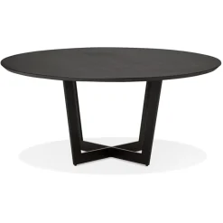 Table de salle à manger ronde 'LULU' en bois et métal noir