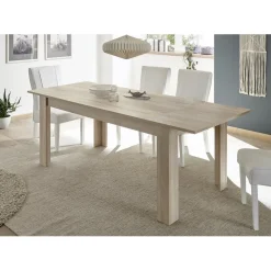 Table extensible 140cm RUSTICA décor chêne samoa avec rallonge